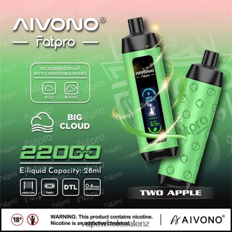 E-Cigarette Wholesale - Aivono Fatpro 22000 Two Apple 6L2L2L1