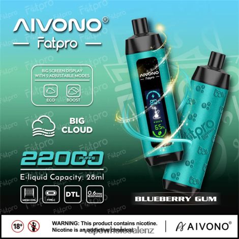 Vape Wholesale Supplier - Aivono Fatpro 22000 Blueberry Gum 6L2L2L9