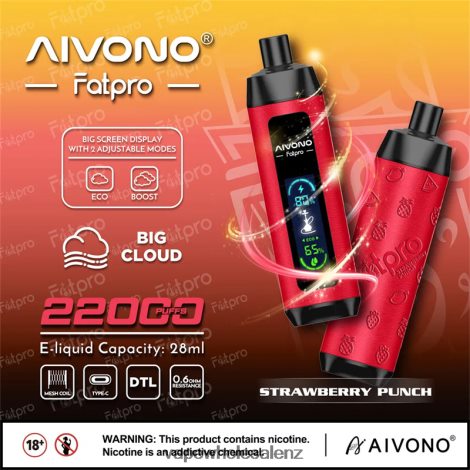 Vape Wholesale Supplier NZ - Aivono Fatpro 22000 Strawberry Punch 6L2L2L8