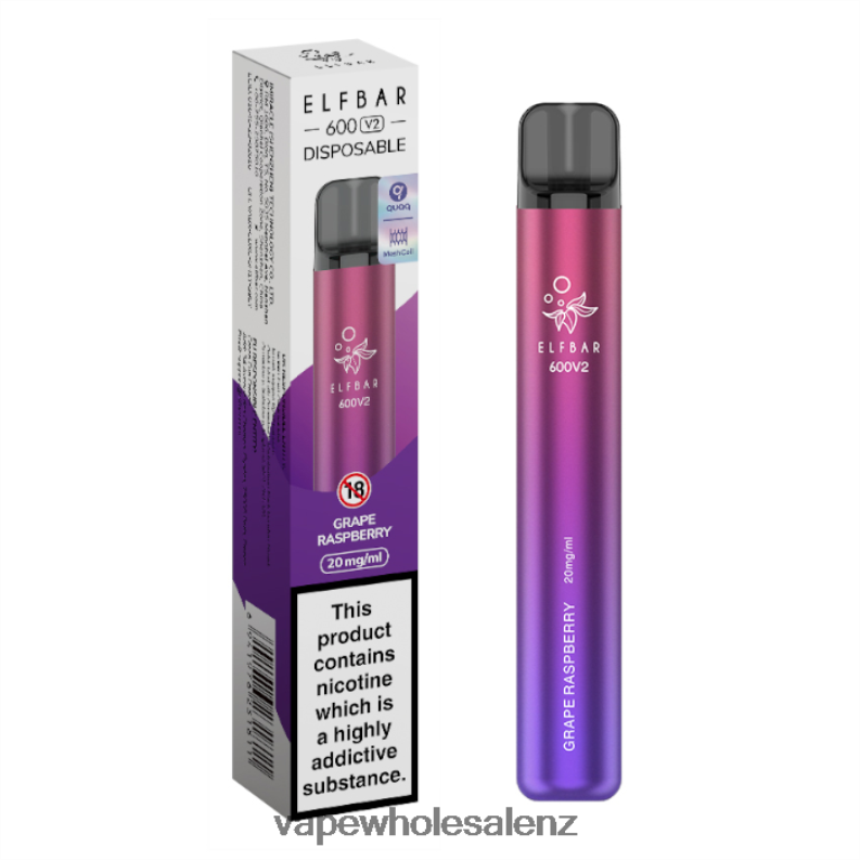 E Cigarettes Wholesale Suppliers - Grape Raspberry NPP44285 ELFBAR 600V2 20mg