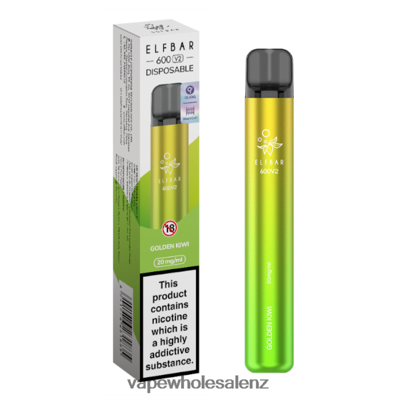 Electronic Cigarette Wholesale - Golden Kiwi NPP44283 ELFBAR 600V2 20mg