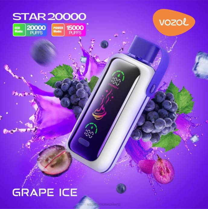 Vape Wholesale Supplier - GRAPE ICE VOZOL STAR 20000 4XV29